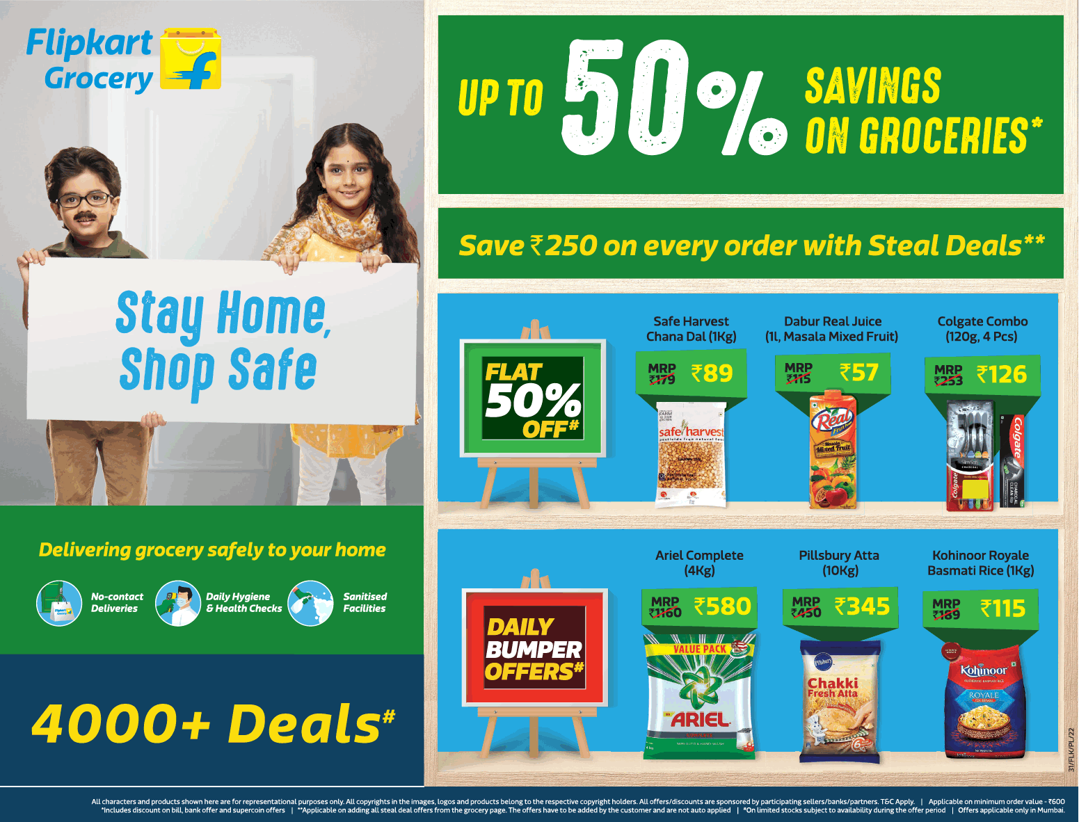 Flipkart Grocery Stay Home Shop Safe Up To 50% Savings On Groceries 