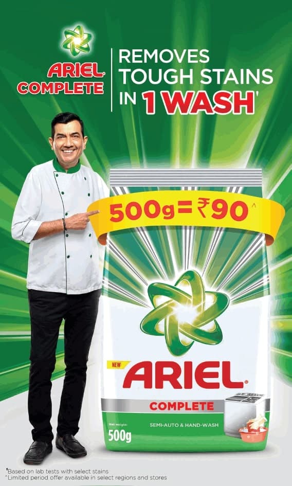 Ariel Complete Removes Tough Stains In 1 Wash By Sanjeev Kapoor 