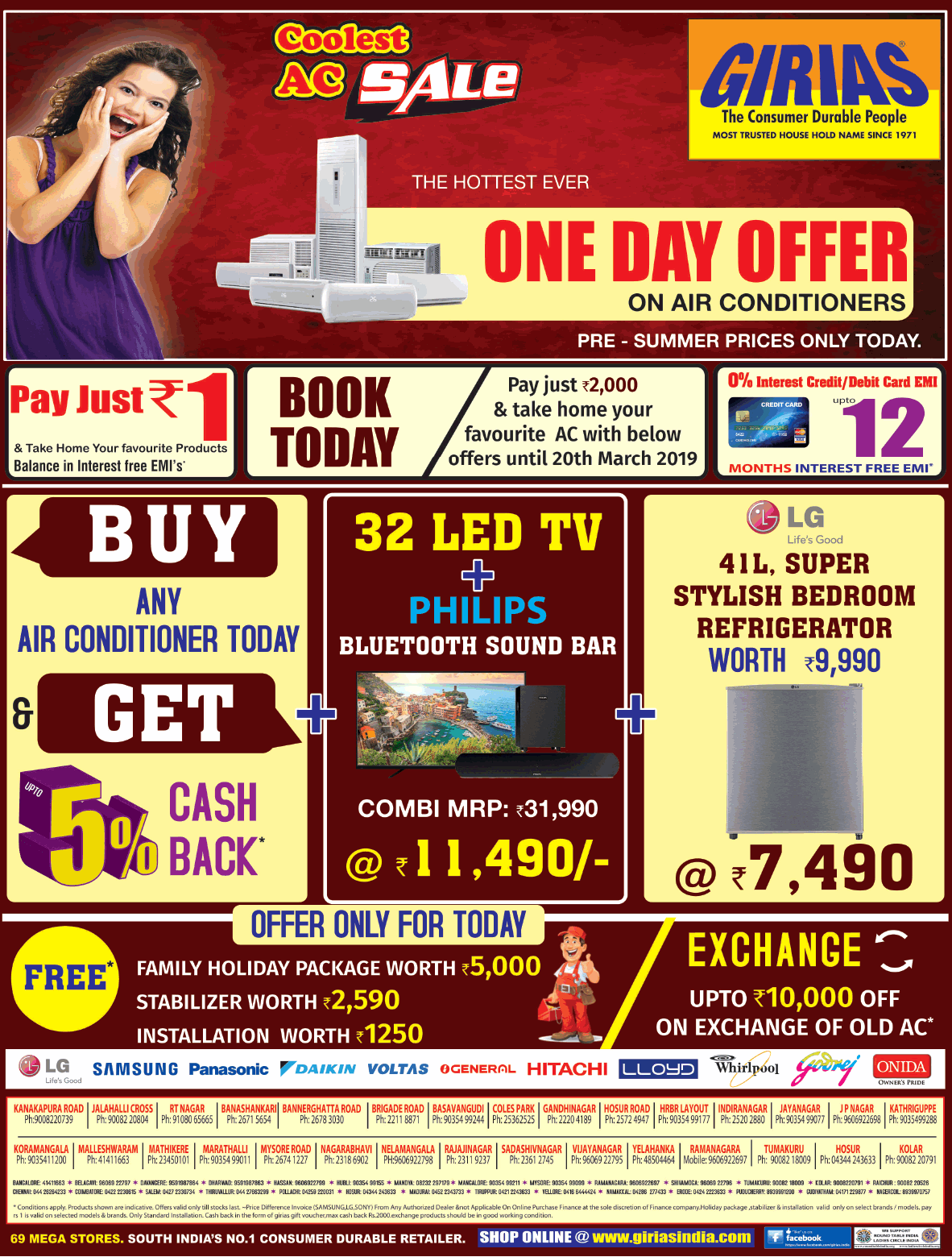 Girias Coolest Ac Sale One Day Offer On Air Conditioners 