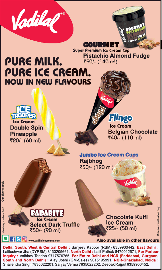 Vadilal Icecreams Pure Milk Pure Ice Cream Now In New Flavours 