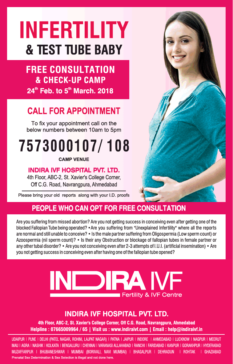 Indira Ivf Infertility And Test Tube Baby Free Consultation And Check Up Camp 