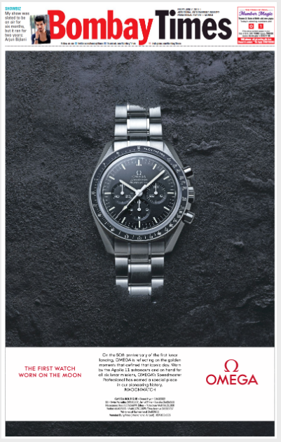 Full Page Advertisement In Times Of India Mumbai For Omega