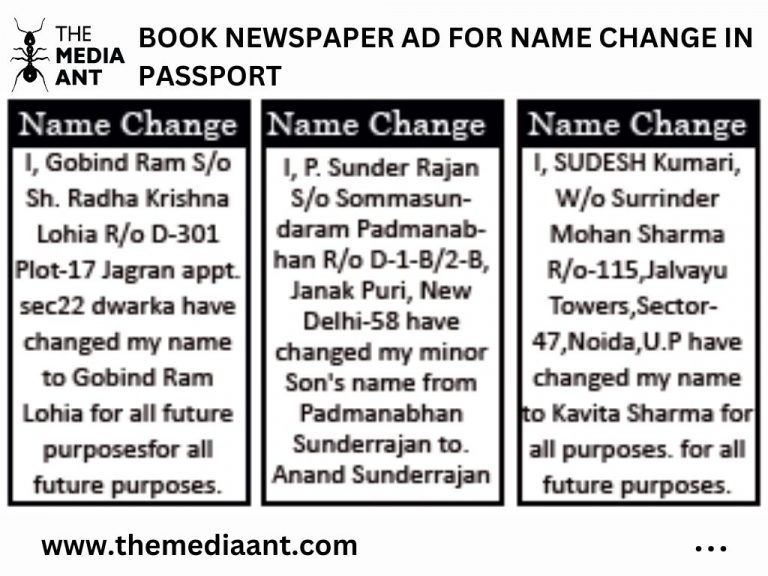 Format Of Name Change In Newspaper