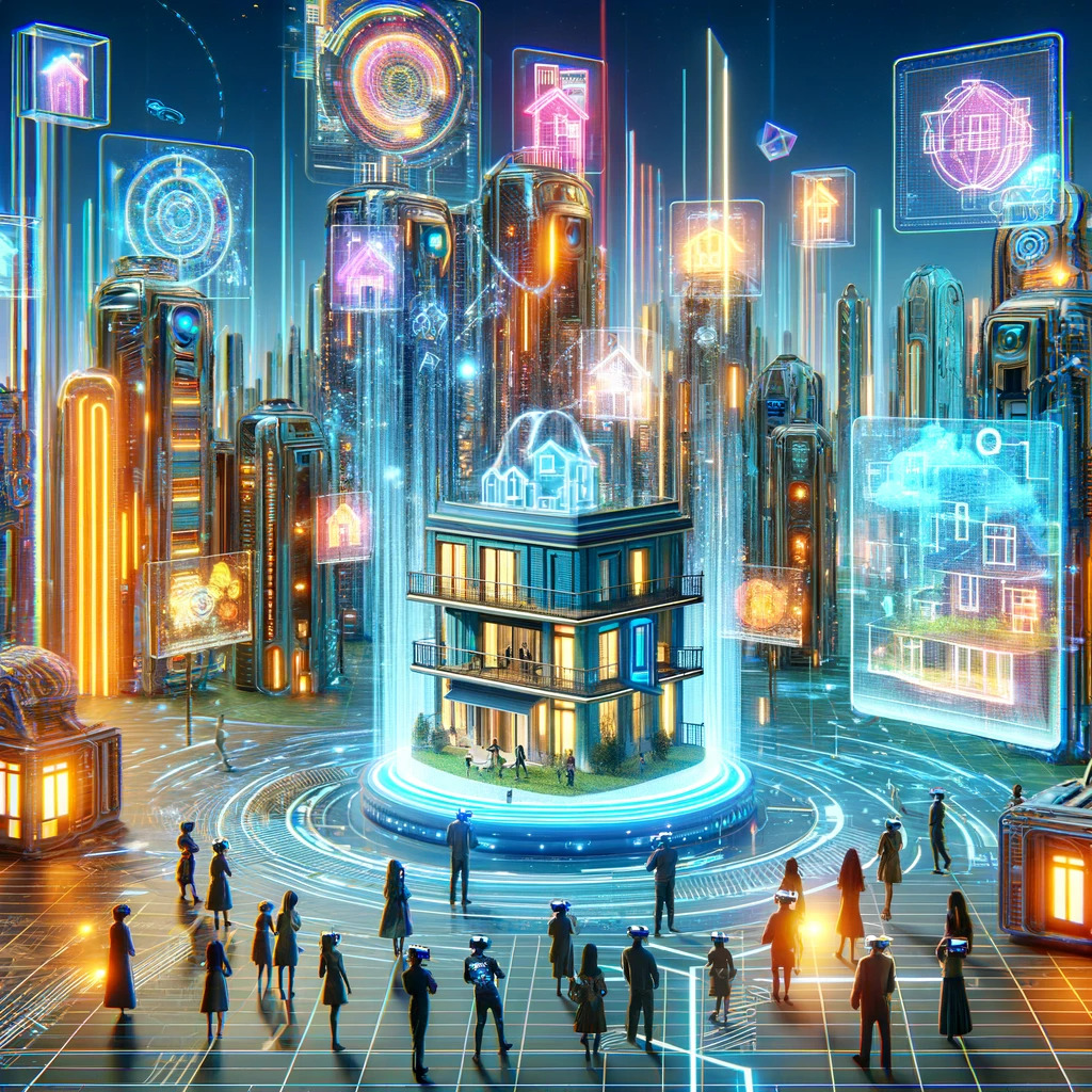 Dall·e 2023 12 04 15.42.54 An Imaginative Illustration Of The Metaverse With A Focus On Real Estate