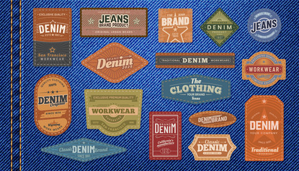 Denim Jeans Leather Patches And Labels Set Vector 48641145