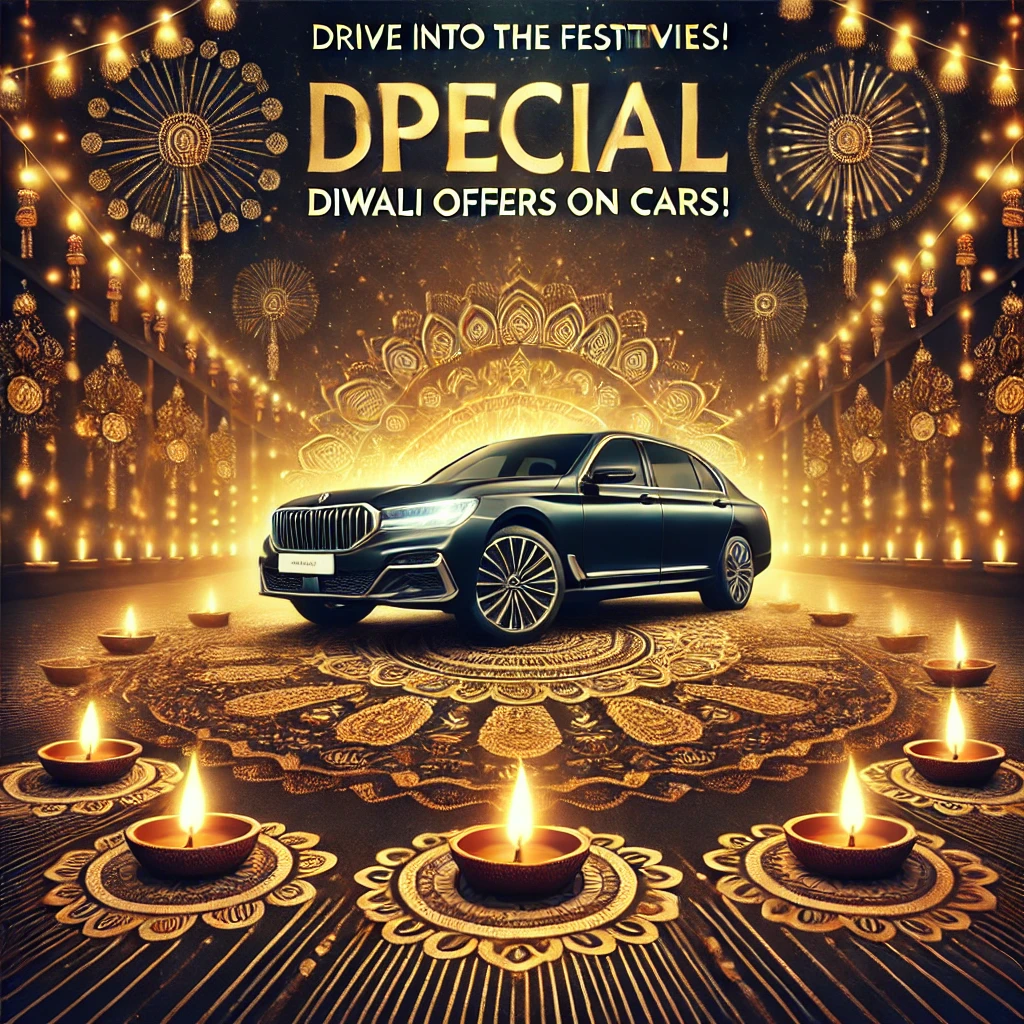 Dall·e 2024 10 09 16.25.45 An Ad Creative For Diwali Festival Promotions For A Car Brand Featuring A Luxury Car Displayed Against A Festive Diwali Backdrop With Glowing Diyas