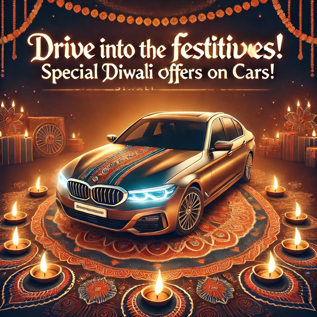 Dall·e 2024 10 09 16.25.54 An Ad Creative For Diwali Festival Promotions For A Car Brand Featuring A Luxury Car Displayed Against A Festive Diwali Backdrop With Glowing Diyas